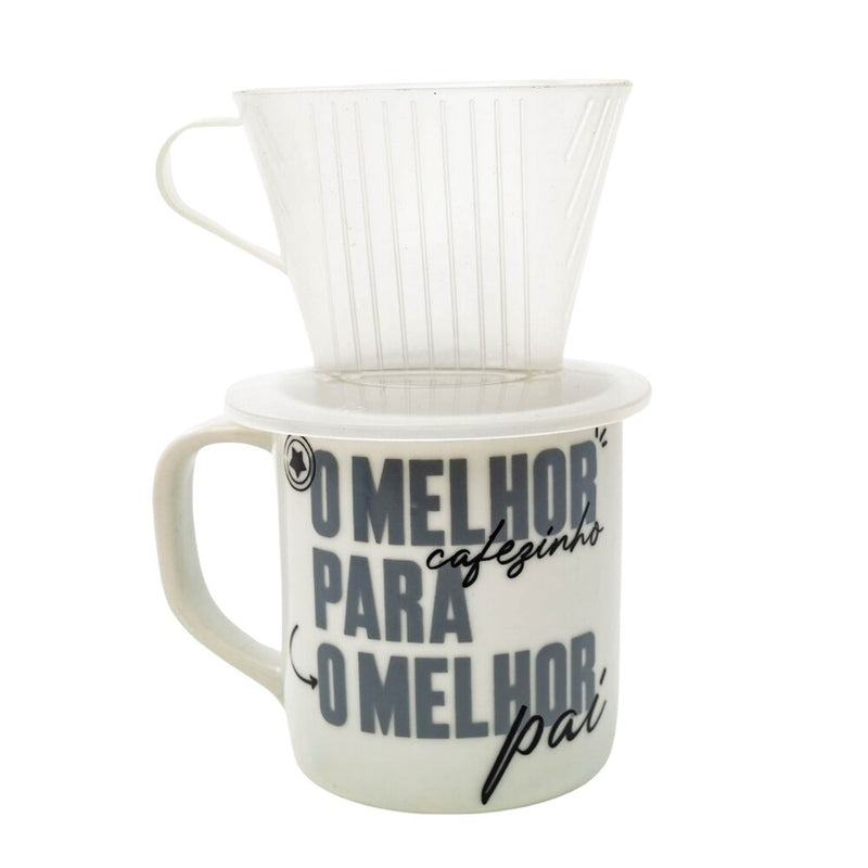 Kit Café O Melhor Pai: Caneca, Luminária e Garrafa Térmica