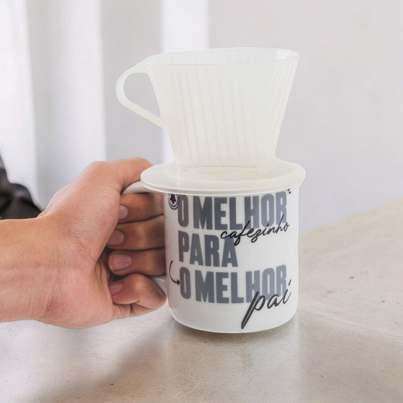 Kit Café O Melhor Pai: Caneca, Luminária e Garrafa Térmica